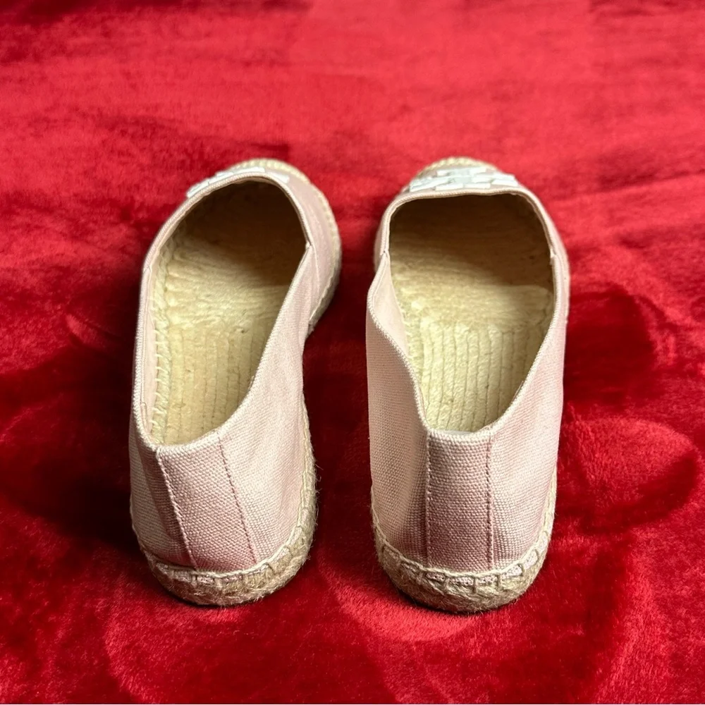 Tory Burch Pink/WhiteFlat Espadrille Size 8.5